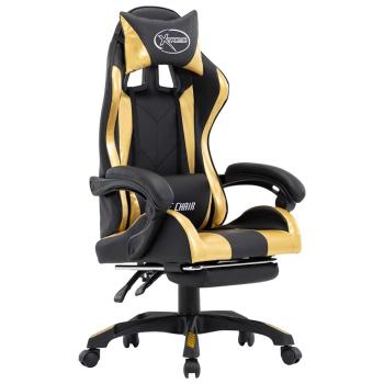 ARDEBO.de - Gaming-Stuhl mit Fußstütze Golden und Schwarz Kunstleder