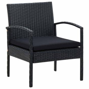 ARDEBO.de - Gartenstuhl mit Kissen Poly Rattan Schwarz