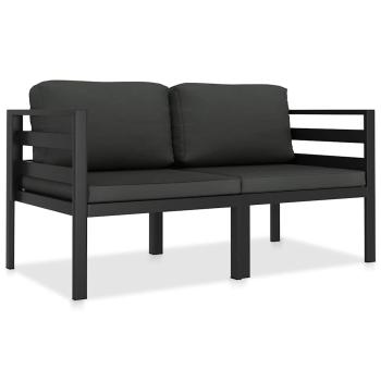 ARDEBO.de - 2-tlg. Garten-Sofagarnitur mit Auflagen Aluminium Anthrazit