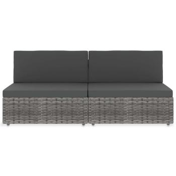 Modulares 2-Sitzer-Sofa Poly Rattan Grau