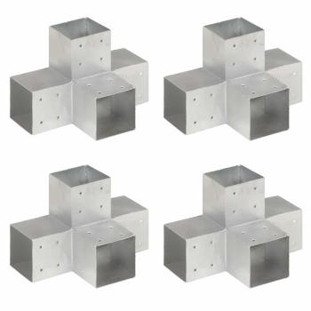 ARDEBO.de - Pfostenverbinder 4 Stk. X-Form Verzinktes Metall 101 x 101 mm