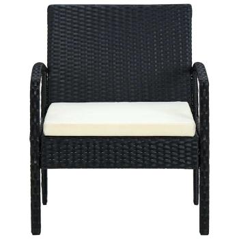 Gartenstuhl mit Kissen Poly Rattan Schwarz