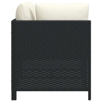 3-tlg. Garten-Sofagarnitur mit Auflagen Schwarz Poly Rattan