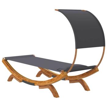 Sonnenliege mit Dach 100x200x126 cm Bugholz Massiv Anthrazit
