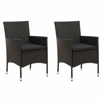 ARDEBO.de - Gartenstühle mit Sitzpolster 2 Stk. Poly Rattan Schwarz