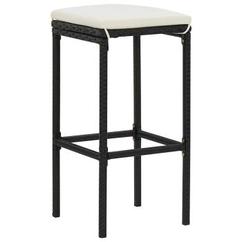 Barhocker mit Kissen 3 Stk. Schwarz Poly Rattan