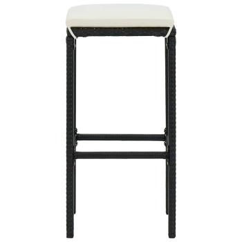 Barhocker mit Kissen 3 Stk. Schwarz Poly Rattan