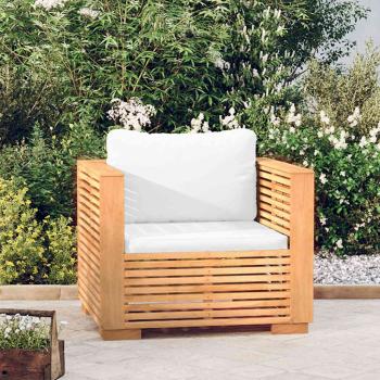 ARDEBO.de - Gartensessel mit Creme Kissen Massivholz Teak