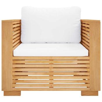 Gartensessel mit Creme Kissen Massivholz Teak