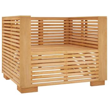 Gartensessel mit Creme Kissen Massivholz Teak