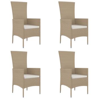 Gartenstühle mit Kissen 4 Stk. Poly Rattan Beige