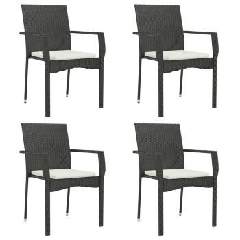 Gartenst?hle mit Kissen 4 Stk. Poly Rattan Schwarz