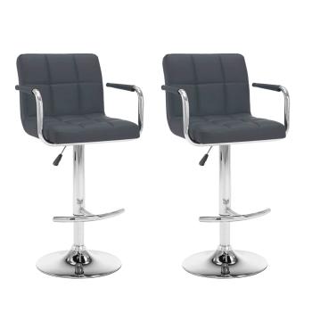 ARDEBO.de - Barhocker 2 Stk. Grau Kunstleder