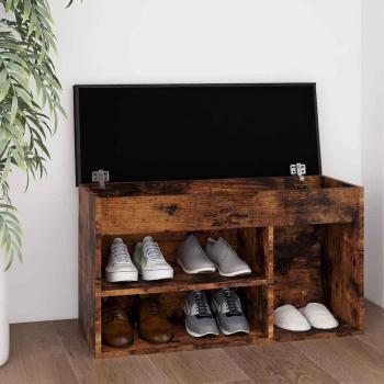 ARDEBO.de - Schuhbank mit Kissen Räuchereiche 80x30x47 cm Holzwerkstoff