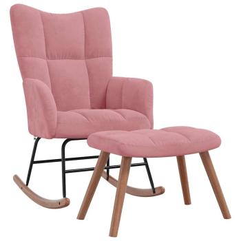 Schaukelstuhl mit Hocker Samt Rosa