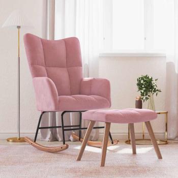 Schaukelstuhl mit Hocker Samt Rosa
