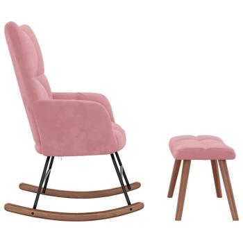 Schaukelstuhl mit Hocker Samt Rosa
