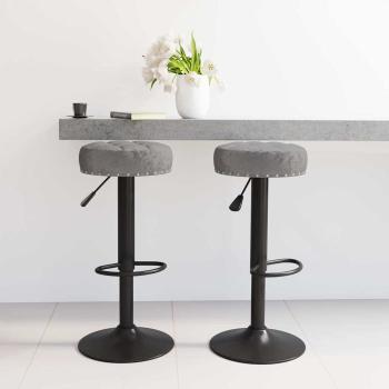 ARDEBO.de - Barhocker 2 Stk. Dunkelgrau Samt