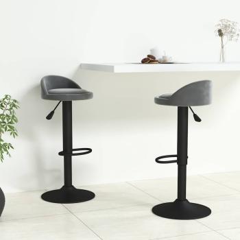 ARDEBO.de - Barhocker 2 Stk. Dunkelgrau Samt