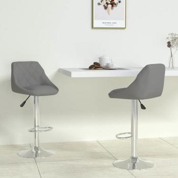 ARDEBO.de - Barhocker 2 Stk. Grau Kunstleder