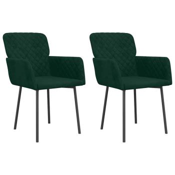 Esszimmerst?hle 2 Stk. Dunkelgr?n Samt