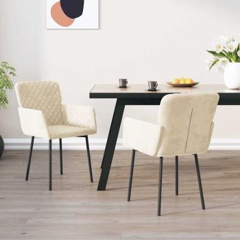 ARDEBO.de - Esszimmerstühle 2 Stk. Creme Samt