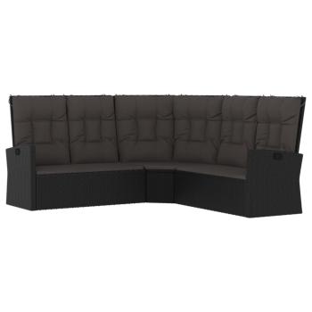2-tlg. Garten-Lounge-Set mit Kissen Schwarz Poly Rattan