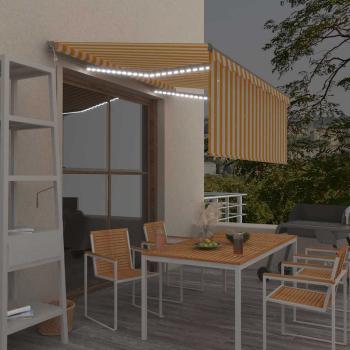 ARDEBO.de - Markise Automatisch mit Rollo LED Windsensor 3x2,5m Gelb Weiß