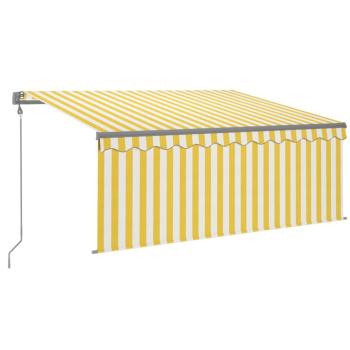 Markise Automatisch mit Rollo LED Windsensor 3x2,5m Gelb Weiß