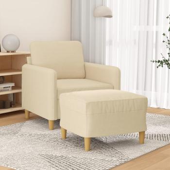 ARDEBO.de - Sessel mit Hocker Creme 60 cm Stoff