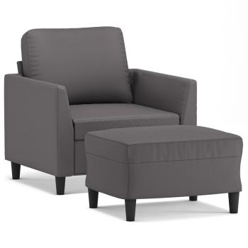 Sessel mit Hocker Grau 60 cm Kunstleder