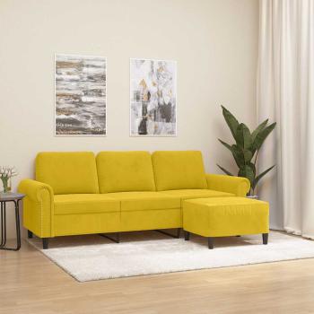 ARDEBO.de - 3-Sitzer-Sofa mit Hocker Gelb 180 cm Samt