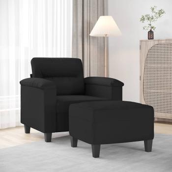 ARDEBO.de - Sessel mit Hocker Schwarz 60 cm Mikrofasergewebe