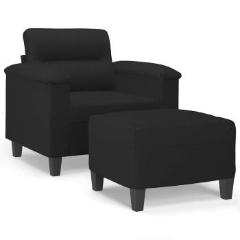 Sessel mit Hocker Schwarz 60 cm Mikrofasergewebe