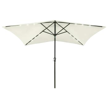 ARDEBO.de - Sonnenschirm mit LEDs und Stahl-Mast Sandweiß 2x3 m