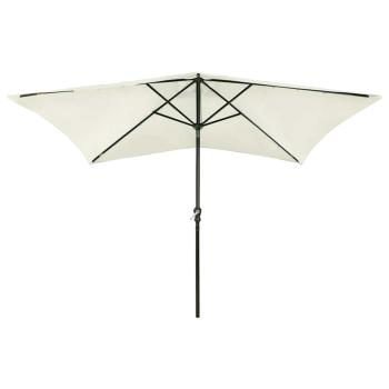 Sonnenschirm mit LEDs und Stahl-Mast Sandweiß 2x3 m