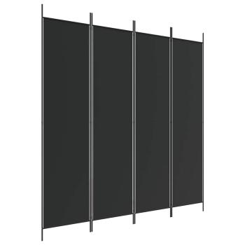 4-tlg. Paravent Schwarz 200x200 cm Stoff