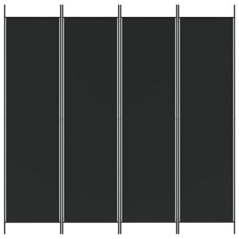 4-tlg. Paravent Schwarz 200x200 cm Stoff