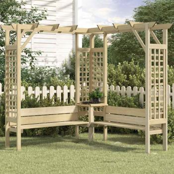 ARDEBO.de - Eck-Pergola mit Bank Kiefernholz Imprägniert