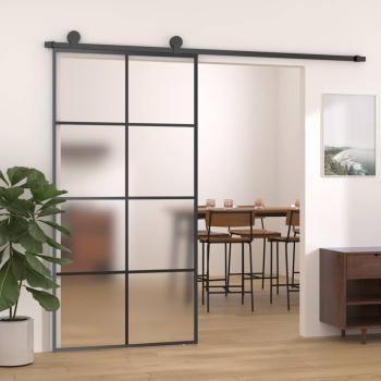 ARDEBO.de - Schiebetür Aluminium und ESG Glas 102,5x205 cm Schwarz