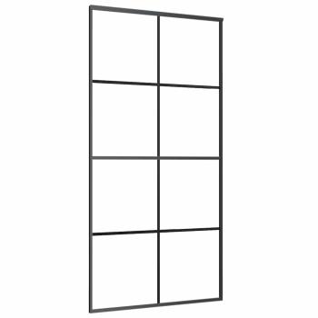 Schiebetür Aluminium und ESG Glas 102,5x205 cm Schwarz