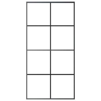 Schiebetür Aluminium und ESG Glas 102,5x205 cm Schwarz
