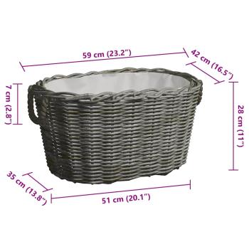 Holzkorb mit Tragegriffen 59x42x28 cm Grau Weide