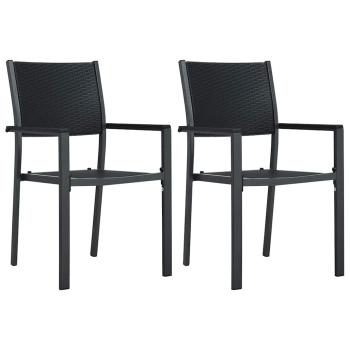 ARDEBO.de - Gartenst?hle 2 Stk. Schwarz Kunststoff Rattan-Optik