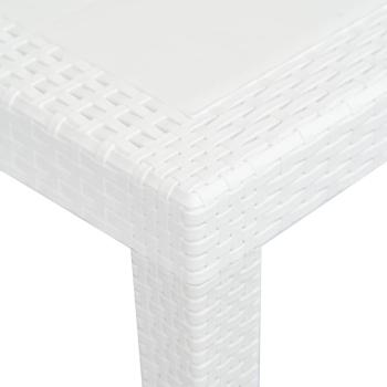 Gartentisch Weiß 150x90x72 cm Kunststoff Rattan-Optik