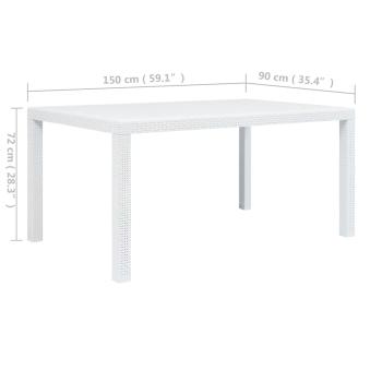 Gartentisch Weiß 150x90x72 cm Kunststoff Rattan-Optik