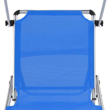 Sonnenliege Klappbar mit Sonnenschutz Alu und Textilene Blau