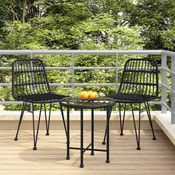 ARDEBO.de - Gartenst?hle 2 Stk. Schwarz 48x62x84 cm PE-Rattan