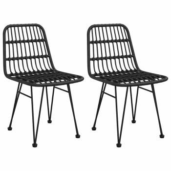 Gartenst?hle 2 Stk. Schwarz 48x62x84 cm PE-Rattan