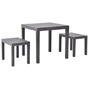 ARDEBO.de - Gartentisch mit 2 Bänken Kunststoff Braun